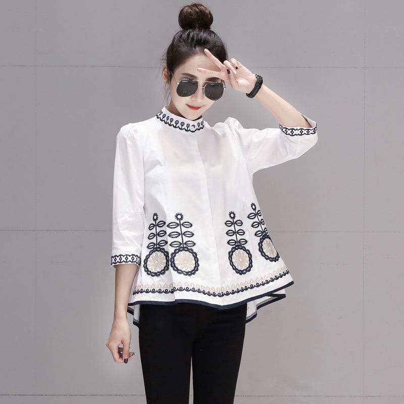 Áo nữ tay dài họa tiết thêu hoa thời trang thanh lịch