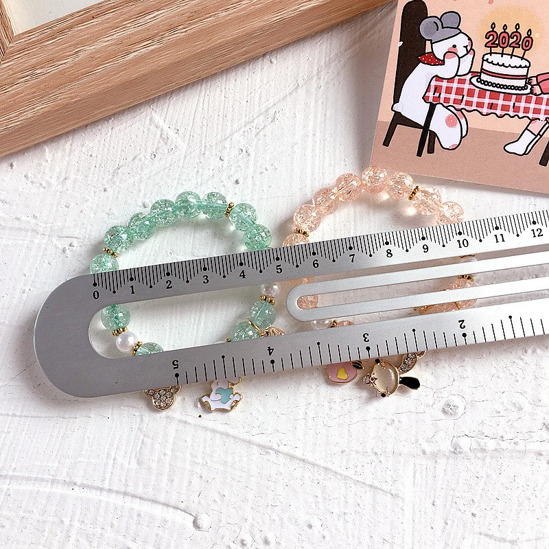 Vòng đeo tay đính đá pha lê họa tiết hoạt hình nhiều màu sắc phong cách Hàn Quốc độc đáo cho bé