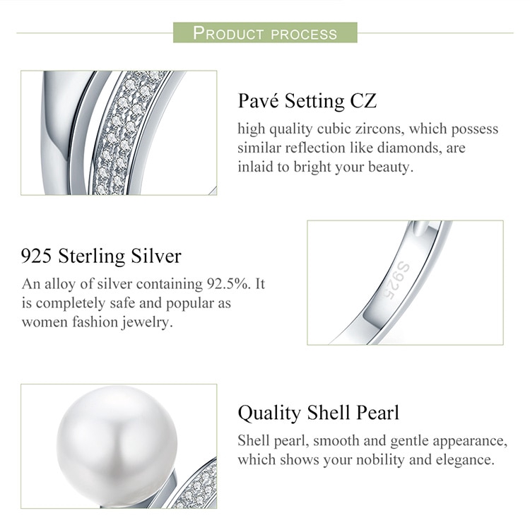 Nhẫn Bamoer Scr231 bạc phong cách hình học đính đá thời trang dành cho nữ