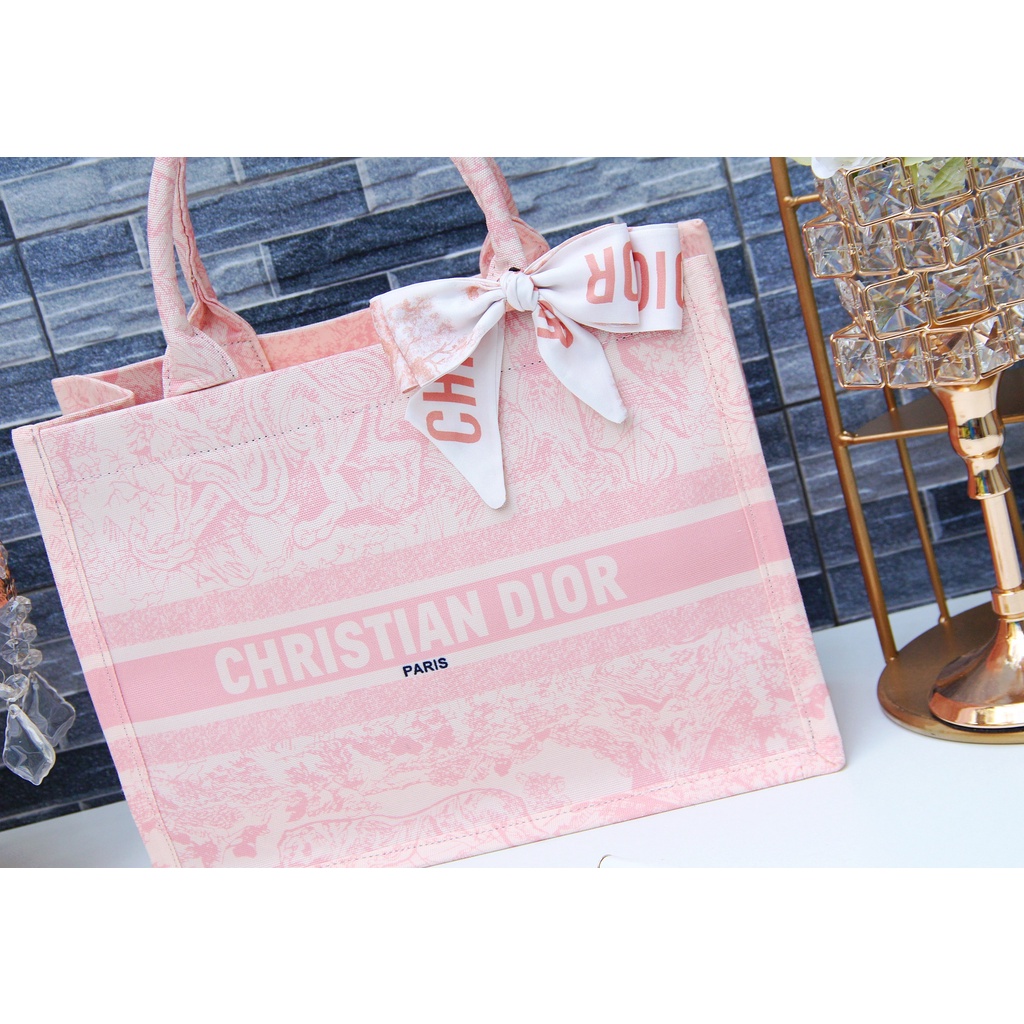 [Freeship] Túi Xách Nữ Book Tote Hồng Họa Tiết Thổ Cẩm