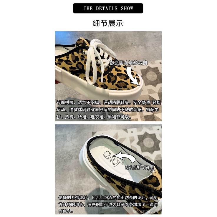 Baotou Slipper Women's Shoes2021Summer New Fashionable All-Match Breathable Platform Non-Slip Casual Lace up Canvas Shoes