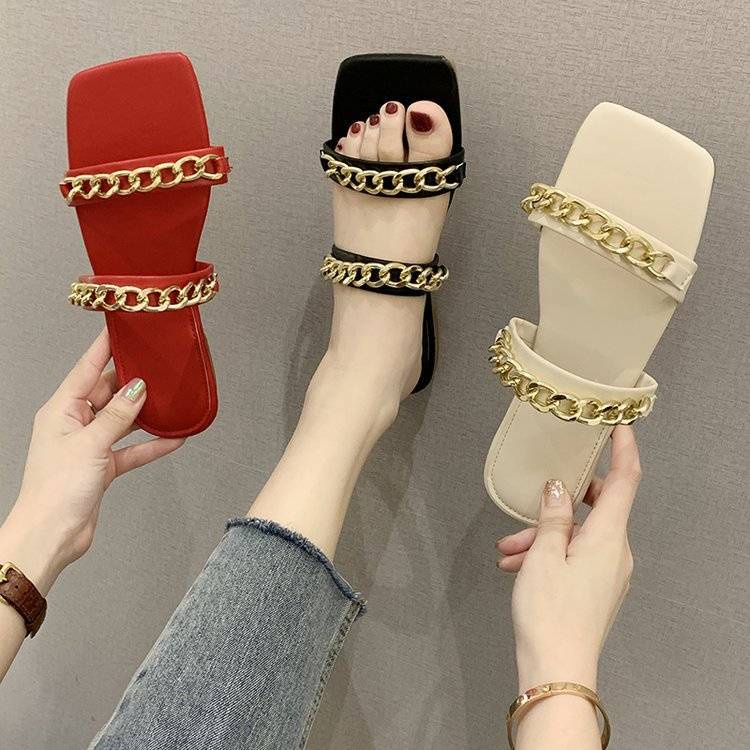 Thời trang mùa hè dép sandal nữ，dép đế dày Dép Đế Bằng Mũi Vuông Thời Trang Mùa Hè Phong Cách Hàn Quốc Mới Cho Nữ