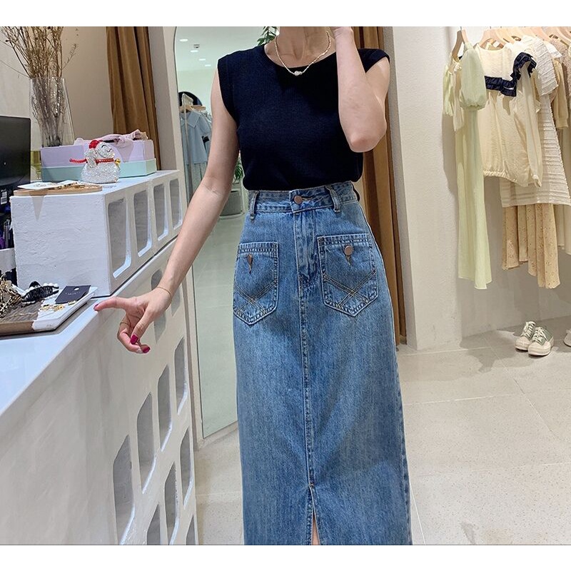 Áo sát nách XIAOZHAINV dệt kim vải lụa lạnh cổ tròn phong cách Hàn Quốc retro 4 màu lựa chọn dễ thương cho nữ