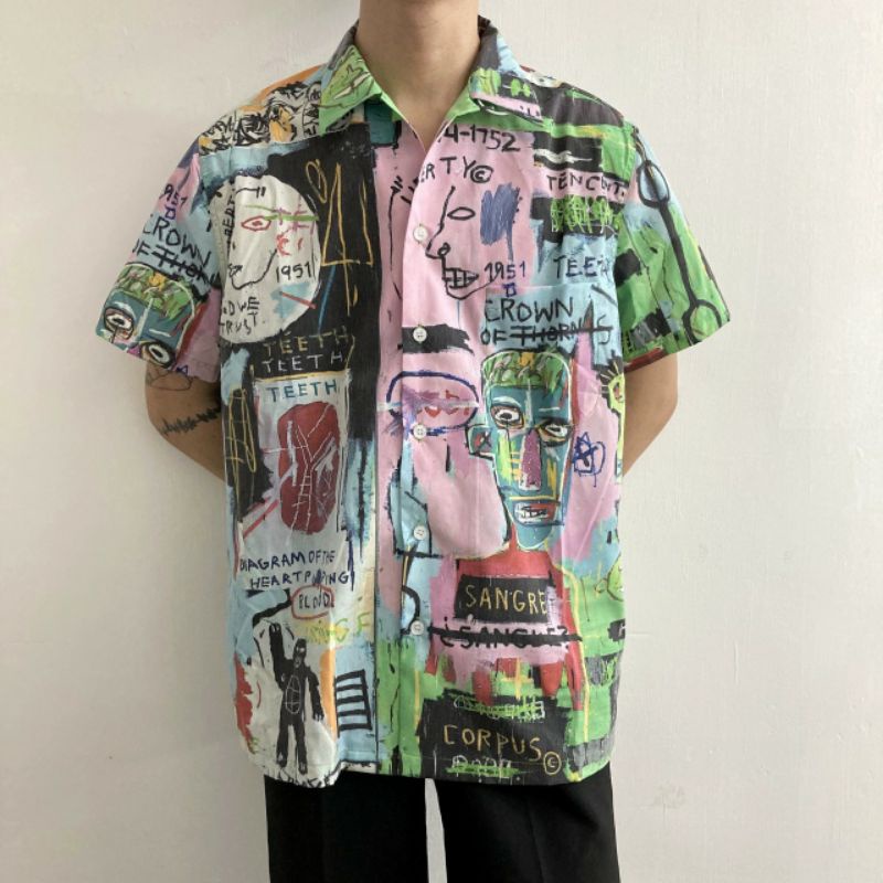 Áo Sơ Mi Tay Ngắn Unisex Cổ Bẻ Phông Cách Hàn Quốc Freesize