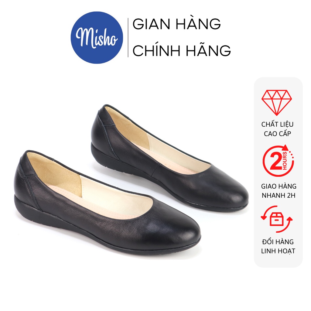 Giày búp bê đế xuồng 2cm da bò êm chân mang đi làm đi dạo Misho 1096