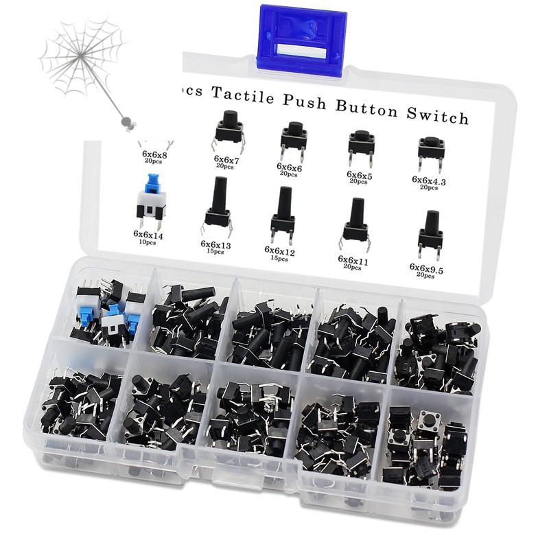 Bộ 180 Nút Công Tắc Ấn Mini 6x6