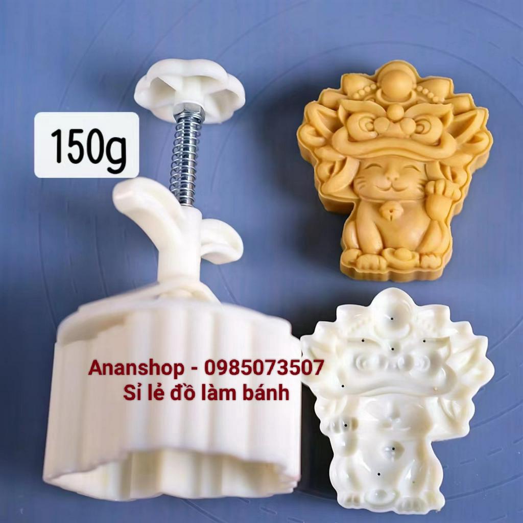 Khuôn trung thu 2023 lò xo 3D mèo mũ lân