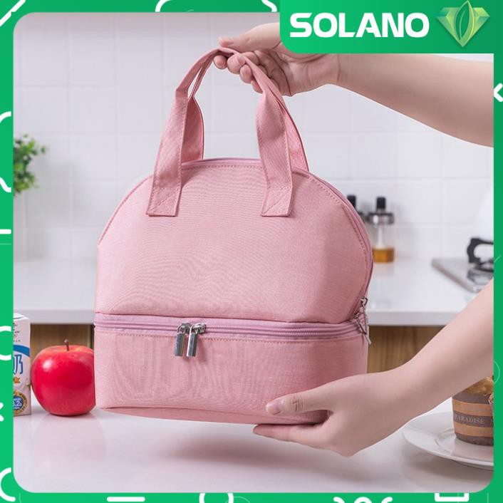Túi giữ nhiệt SOLANO túi đựng hộp cơm, bình nước, bình sữa giữ nhiệt 2 ngăn cao cấp cho văn phòng, du lịch HG-001201