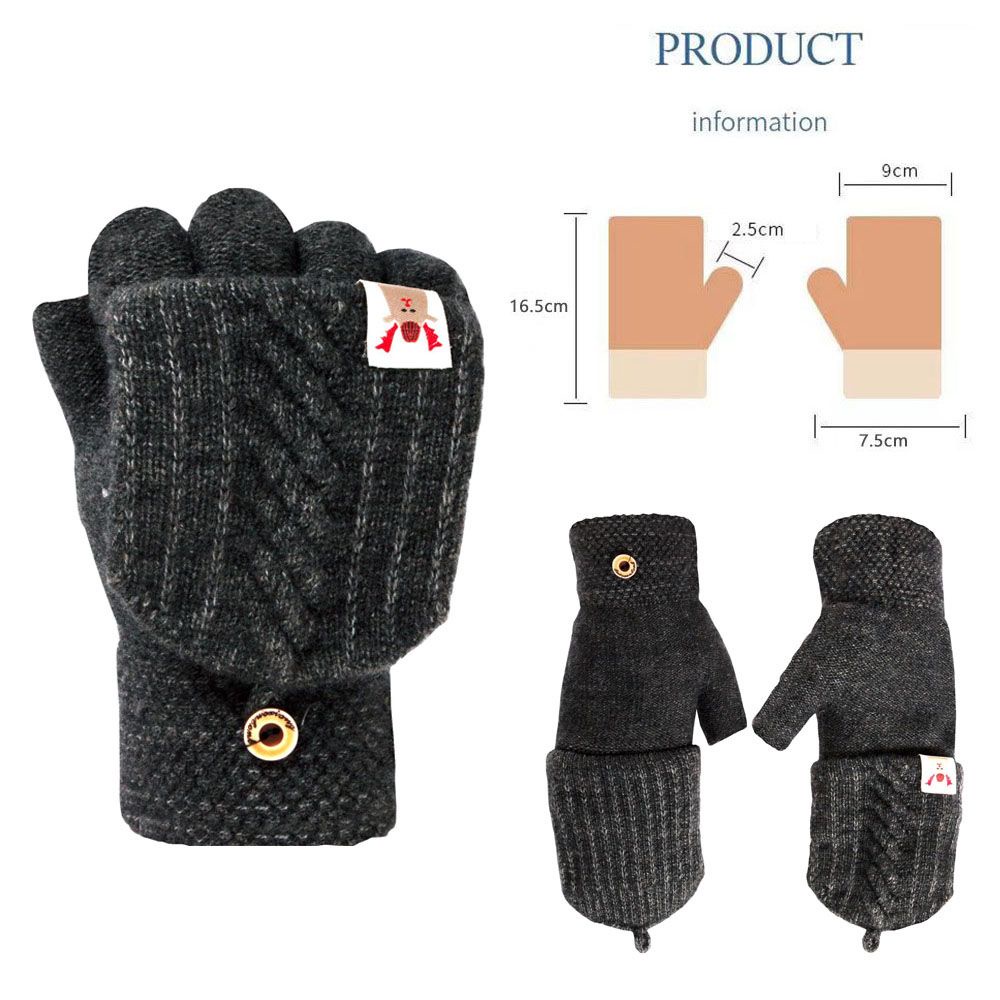 Găng tay vải bông dệt kim hở nửa ngón tay giữ ấm mùa đông thời trang cho nữ