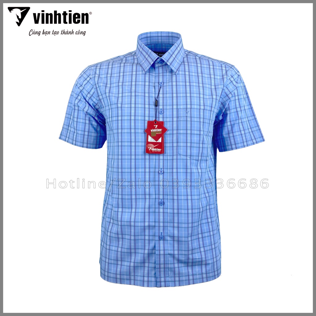 Áo Sơ Mi Tay Ngắn Sọc Caro Bamboo Vĩnh Tiến Regular Vạt Ngang 439 - Mẫu 2