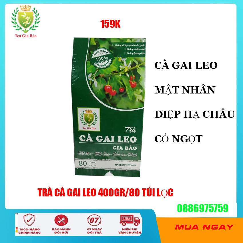 Trà Cà Gai Leo Gia Bảo 400gr/80 túi lọc - [ tặng bột ngâm chân ] - giải độc mát gan, xóa tan virut, thanh lọc cơ thể