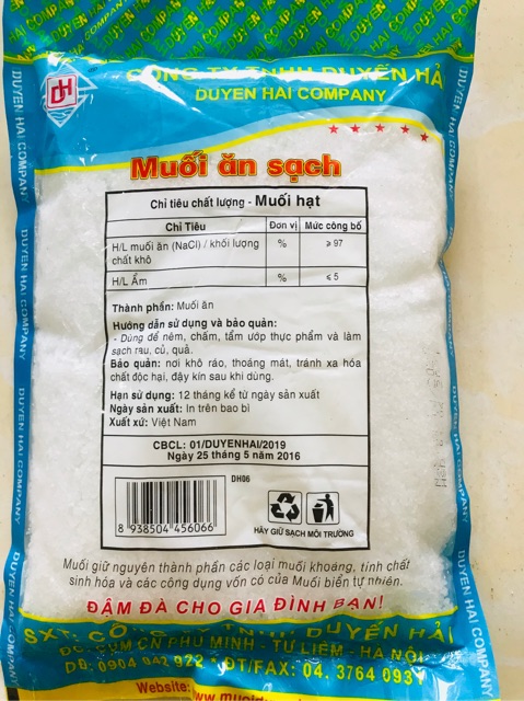 Muối hạt sạch cao cấp Duyến Hải gói 1 Kg