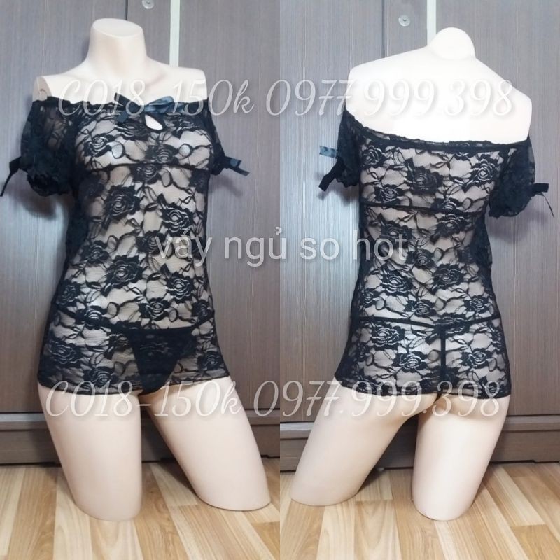 váy ngủ đầm ngủ thun ren trễ vai sexy gợi cảm