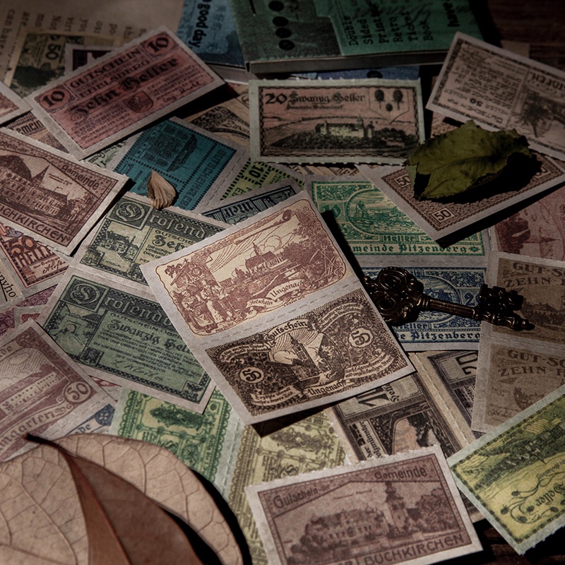 Set 30 Tấm Giấy Hình Vé Máy Bay Trang Trí Sổ Tay Nhật Ký Kiểu Vintage