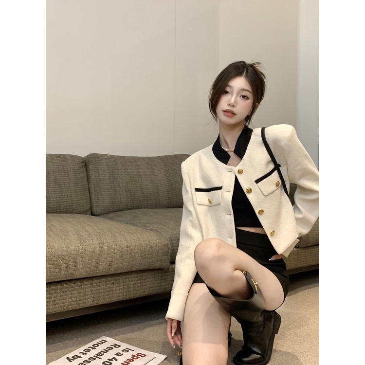 COZOK Áo Khoác Tay Dài Dáng Ngắn Dễ Phối Đồ Hợp Thời Trang