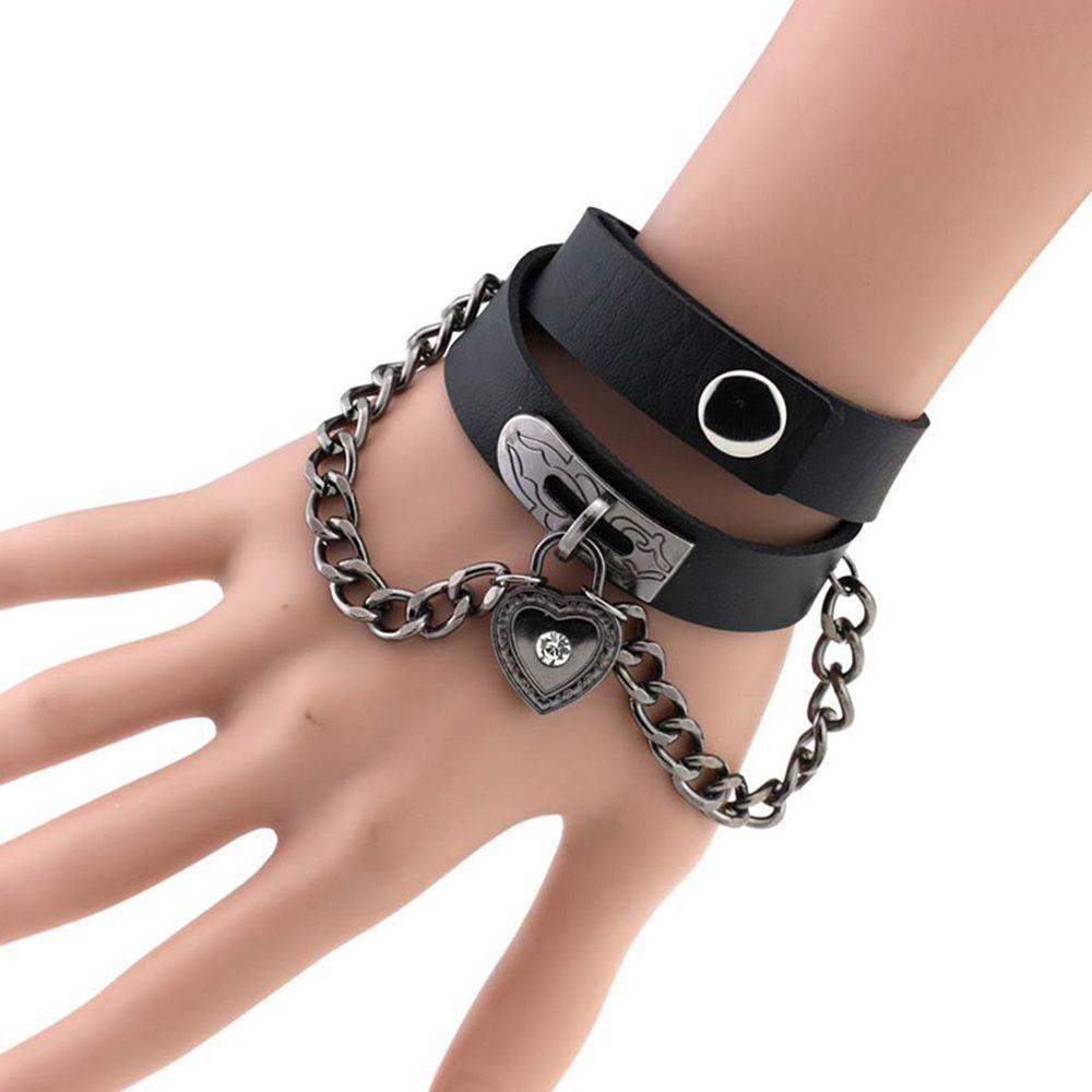 FORBETTER Vòng Cổ Da Đính Trái Tim Phong Cách Gothic