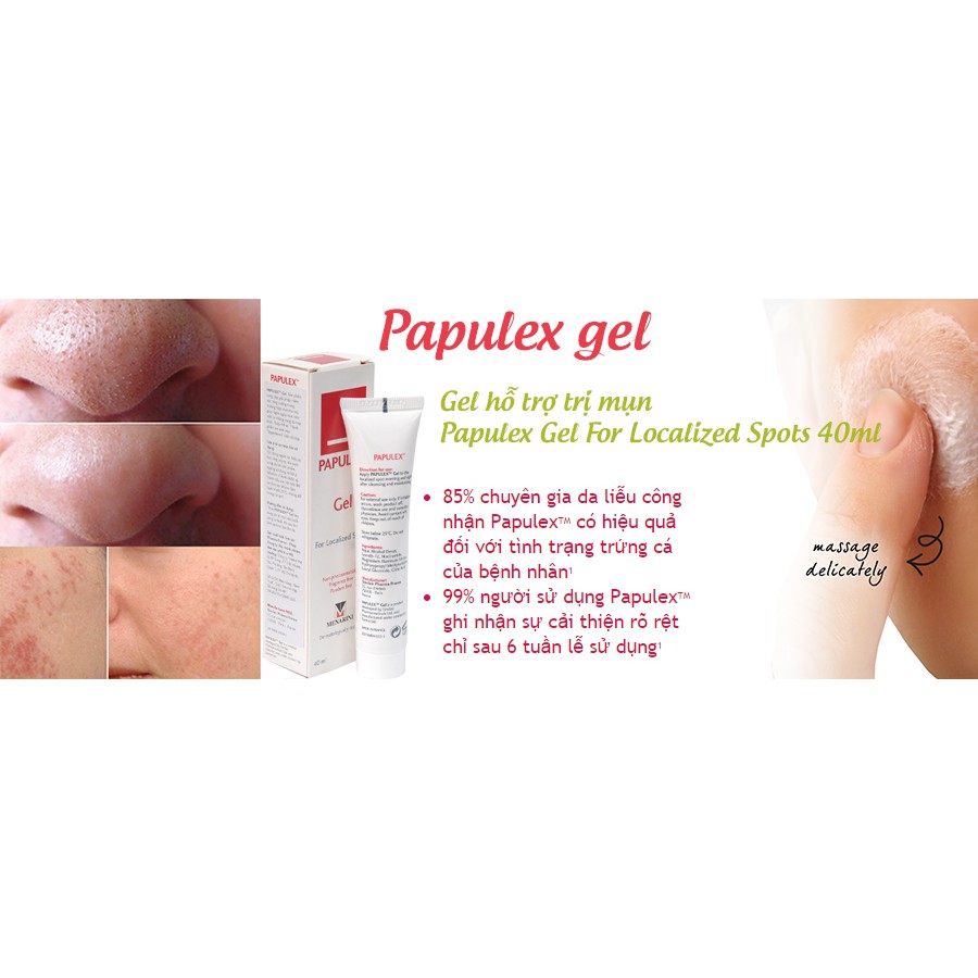 [TEM CTY] (date 2023) PAPULEX Gel For Localized Spots 40mL - Gel giảm mụn trứng cá