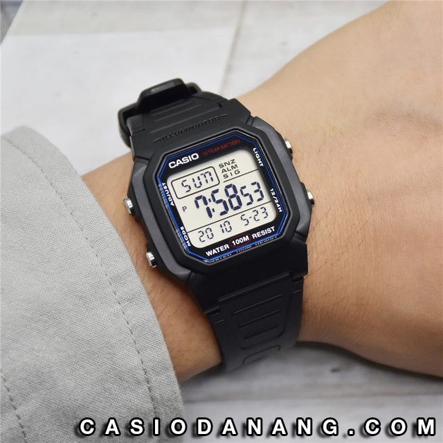 Đồng hồ nam dây nhựa Casio chính hãng W-800H-1AVDF