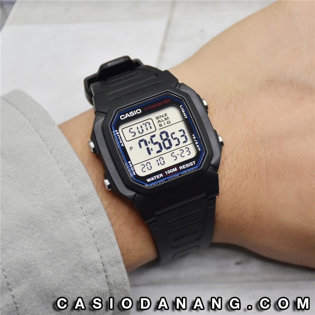 Đồng hồ nam dây nhựa Casio chính hãng Anh Khuê W-800H-1AVDF