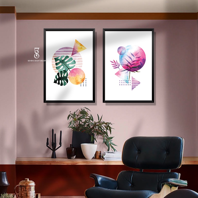 Bộ 02 Tranh Canvas | Modern Abstract 2FVABS014 | Tranh Căng Khung Cao Cấp | Tặng m Đinh Đa Năng