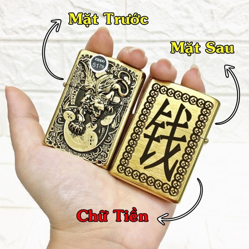 phụ kiện zippo đồng thau khắc hình tỳ hưu