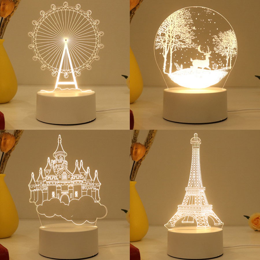 Đèn ngủ 3D trang trí để bàn, bóng LED thay đổi được màu sắc, nhiều mẫu dễ thương, độc đáo, phù hợp làm quà tặng