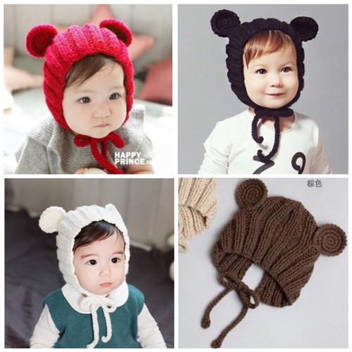 [Haobaby shop] Mũ len tai gấu cho bé