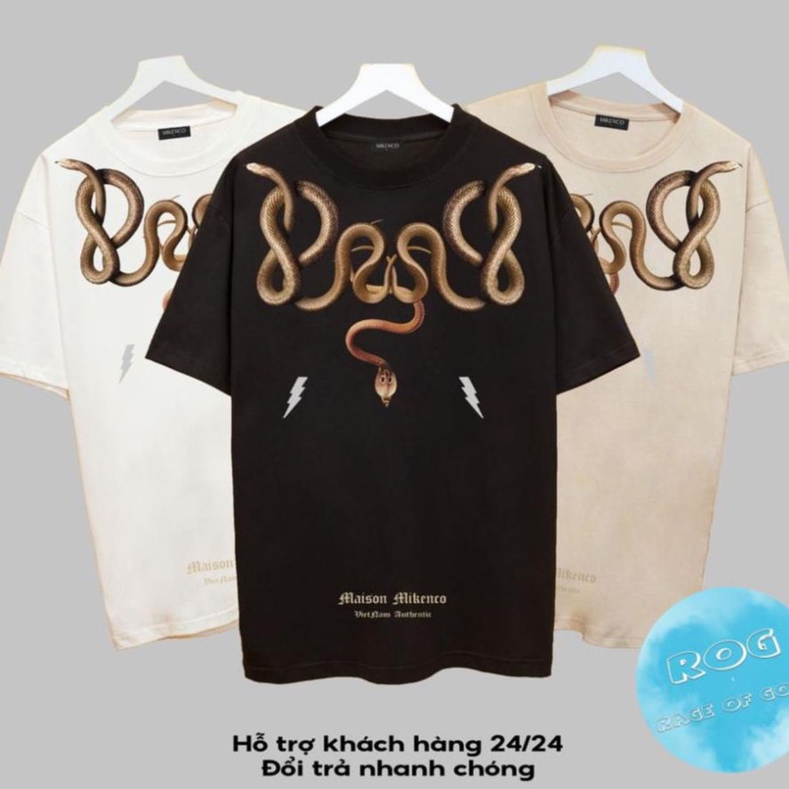 Áo thun tay lỡ MIKENCO Rắn  Streetwears SG , Áo thun unisex nam nữ from rộng oversize chất liệu cotton