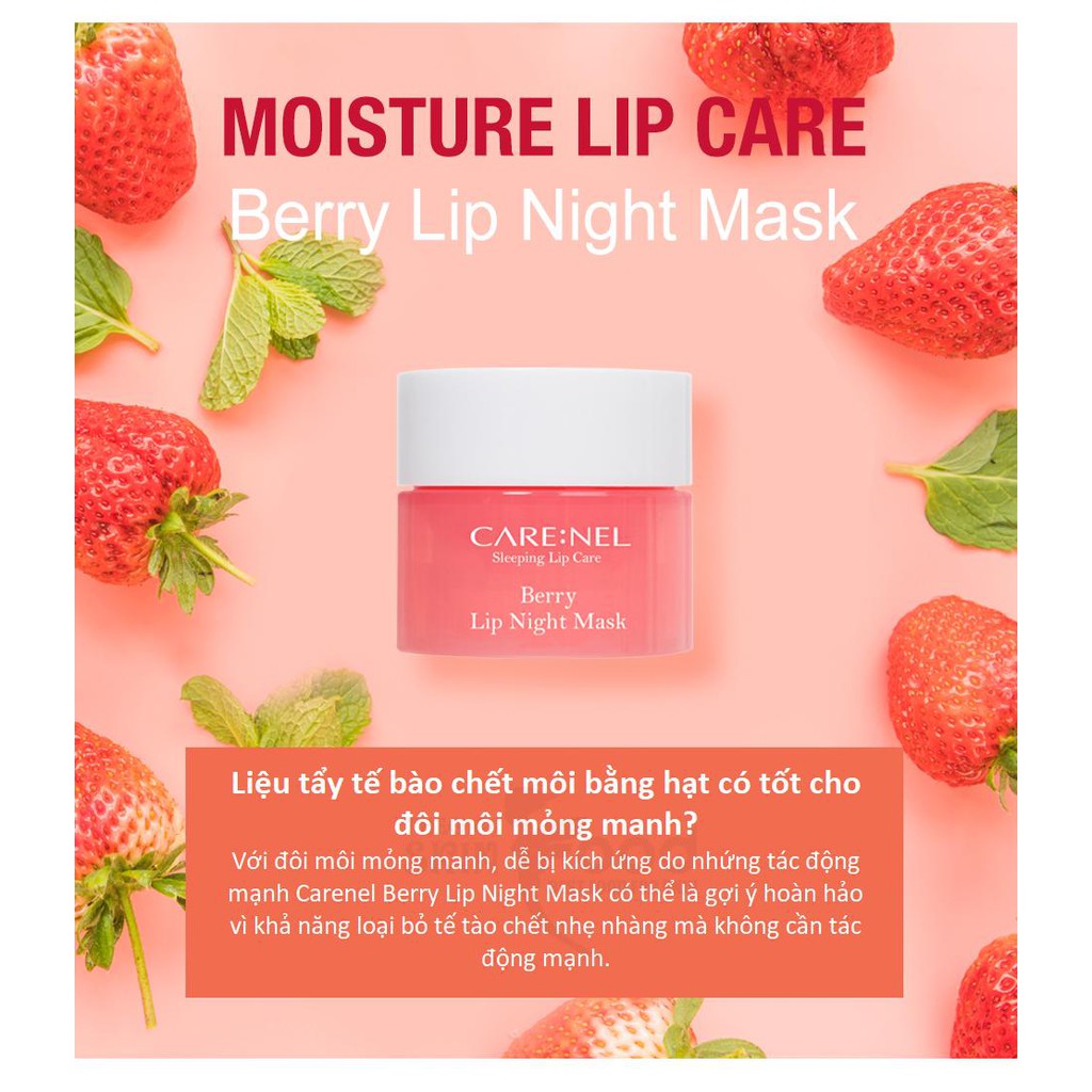 Mặt Nạ Ngủ Môi Dưỡng Ẩm, Hồng Môi Hương Dâu Care:nel Lip Night Mask Berry 5g