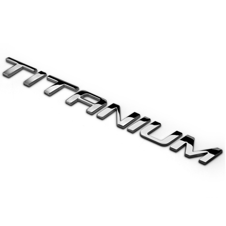 Decal tem chữ TITANIUM dán đuôi xe ô tô MÃ G60201 - Chất liệu: Hợp kim inox - HÀNG CÓ SẴN