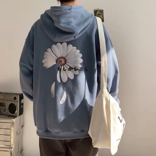 Áo hoodie nỉ bông hoa cúc thêu 2 cánh rơi xanh M350[Kèm hình thật]
