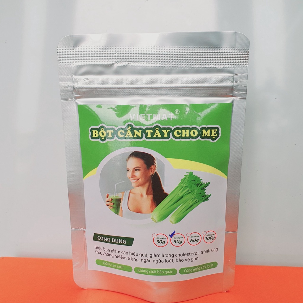 Bột cần tây nguyên chất sấy lạnh VIETMAT trọng lượng 30g/50g/60g/100g