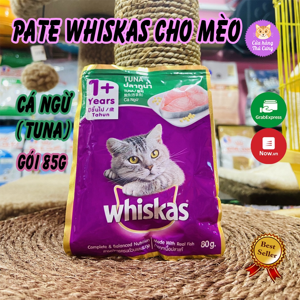 Pate Mèo con, mèo lớn Whiskas 80g thức ăn dinh dưỡng cho mèo