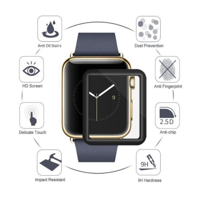 Miếng dán kính cường lực 5D full màn dành cho Apple watch 38mm