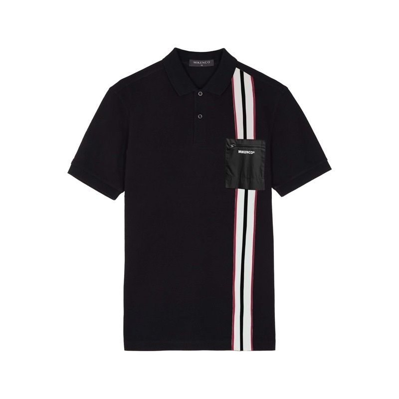 Áo thun unisex ngắn tay MIKENCO STRIPES POLO ĐEN