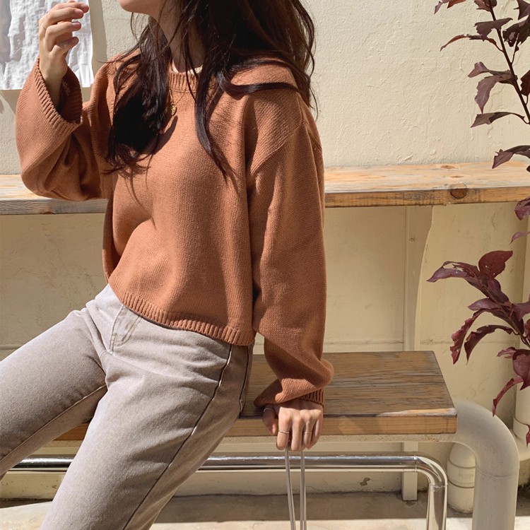 Áo Sweater Dệt Kim Tay Dài Màu Sắc Đơn Giản Phong Cách Hàn Quốc Thời Trang Thu Đông Cho Nữ | BigBuy360 - bigbuy360.vn