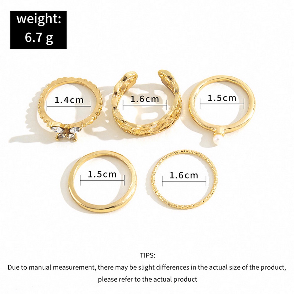 Set nhẫn RINHOO FRIENDSHIP hợp kim nhiều kiểu dáng phong cách bohemia thời trang