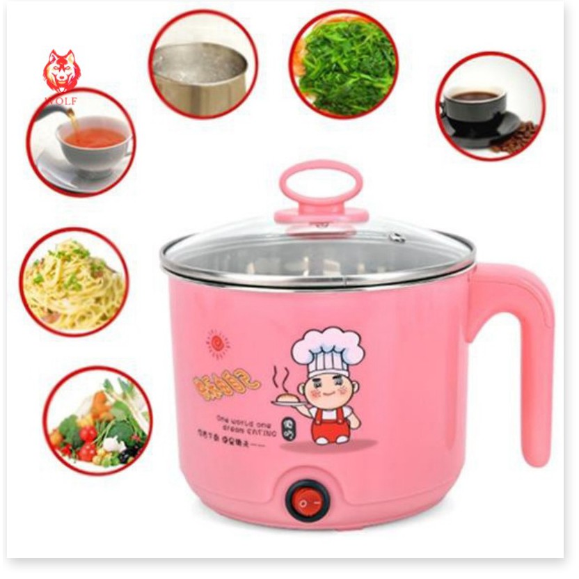Ca Nấu Mì, Nấu Lẩu Mini Đa Năng 2 Tầng Siêu Tốc 18cm Tặng Kèm Khay Hấp