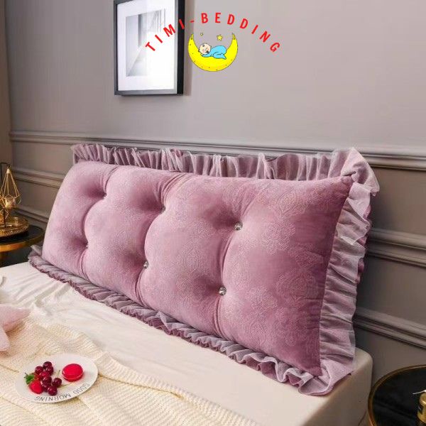 Gối kê đầu giường đính khuy hình chữ nhật mềm mại, êm ái kích thước 1,6m và 1,8m - Timibedding