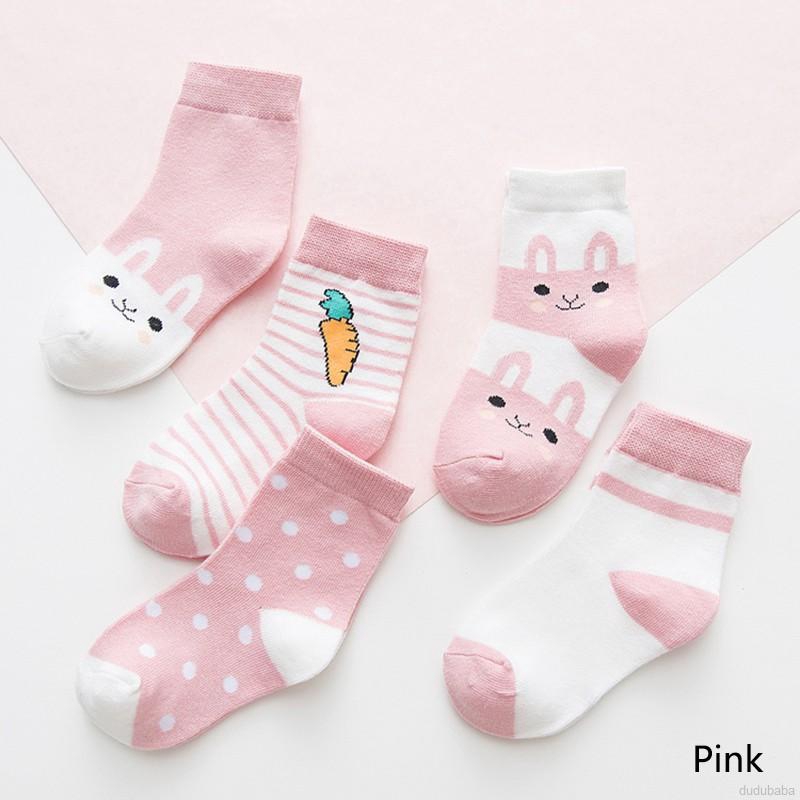 Set 5 Đôi Tất Cotton Giữ Ấm Cho Bé Từ 0-9 Tuổi