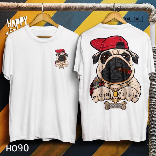 (SALE SỐC) Áo thun in hình ÁO THUN NAM CHÓ PUG XĂM TRỔ CỤC NGẦU cực chất