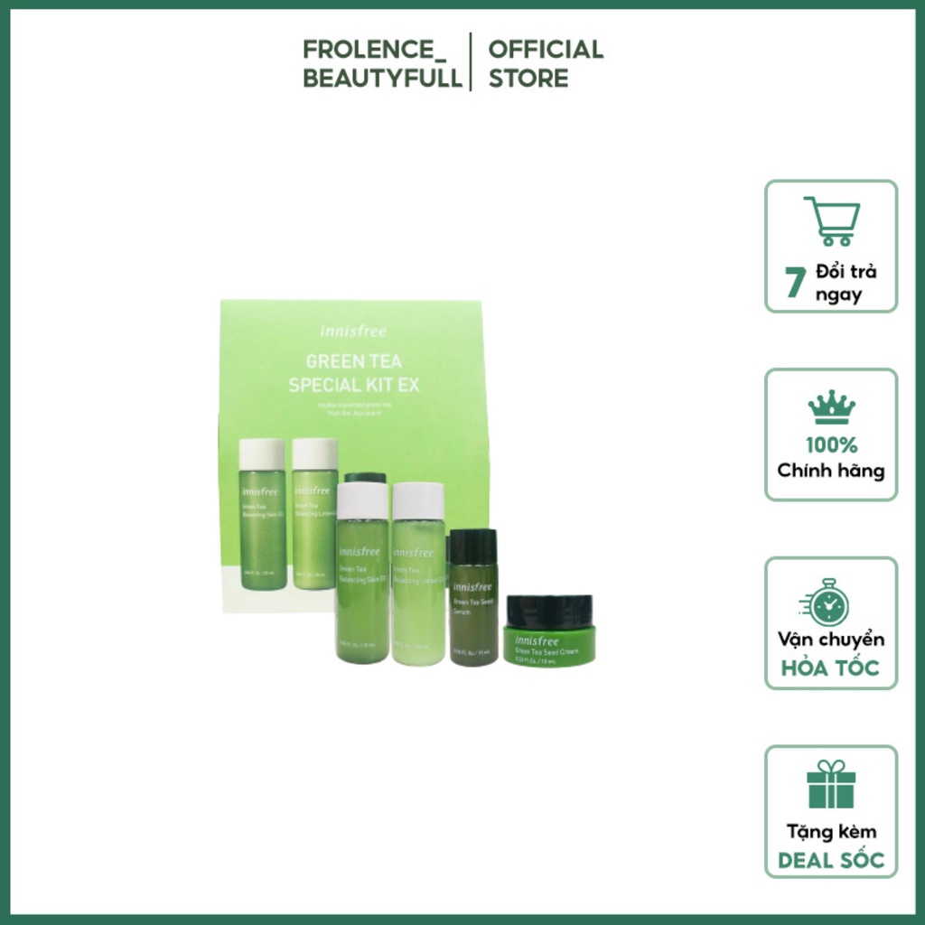 BỘ KEM DƯỠNG ẨM DA TRÀ XANH mini Innisfree Green Tea Special Kit 4 in 1 MỚI NHẤT