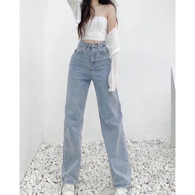 Quần Josie Jeans Ống Suông Xanh Nhạt