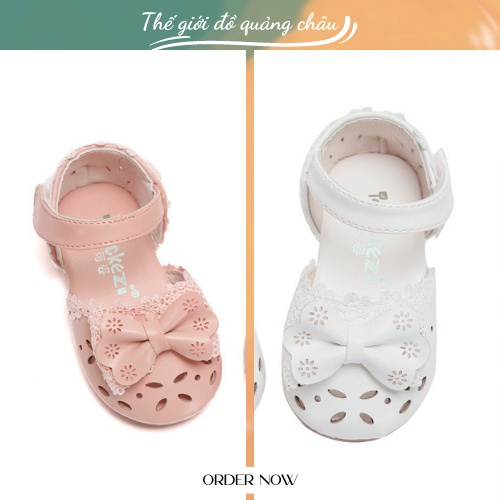 XẢ KHO Dép sandal đính nơ cho bé gái - Chất liệu da PU siêu mềm - Hàng Quảng Châu cao cấp (A01)