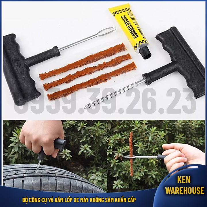 Bộ công cụ vá lốp xe máy không săm khẩn cấp, vá đâm nhanh chóng tiện lợi dễ thao tác - KEN warehouse