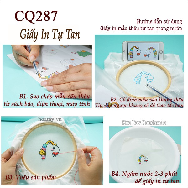 Magic Paper - Giấy in mẫu thêu tự tan trong nước CQ287