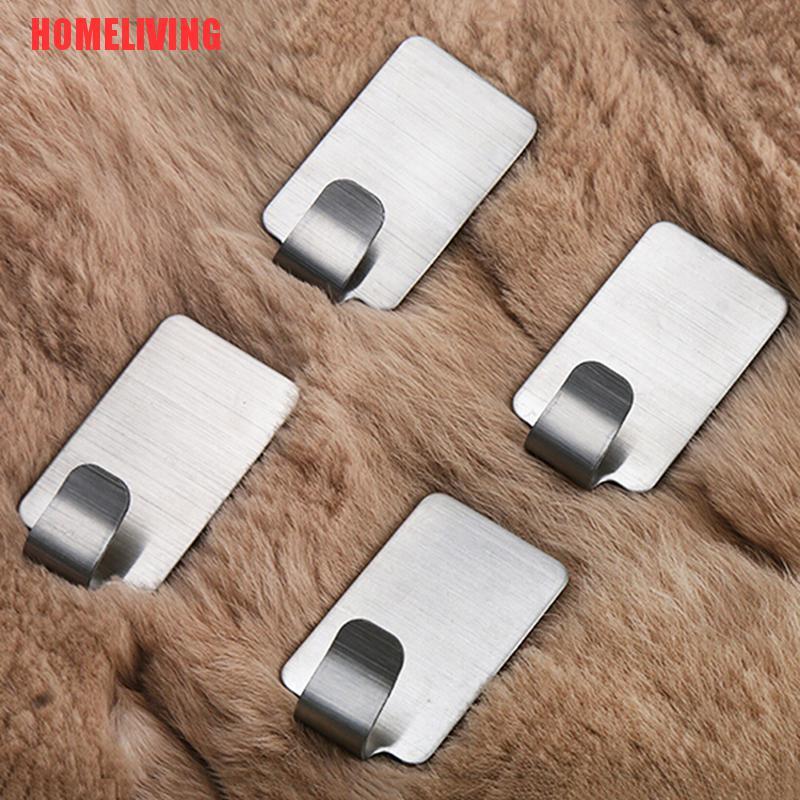 Set 6 Giá Đỡ Treo Đồ Hình Vuông Bằng Thép Không Gỉ Dán Tường / Cửa