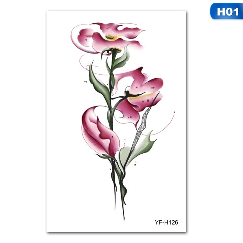 servise.vn Hình xăm dán cơ thể tạo hình bông sen 3D 12*19cm