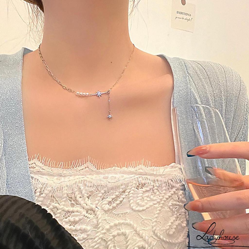 Vòng cổ mặt hình bướm đính ngọc trai nhân tạo thanh lịch cho nữ