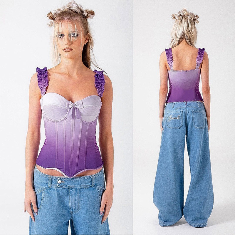 Đai Nịt Ngực Gắn Nơ Bướm Viền Xương Cá Gợi Cảm Cho Nữ